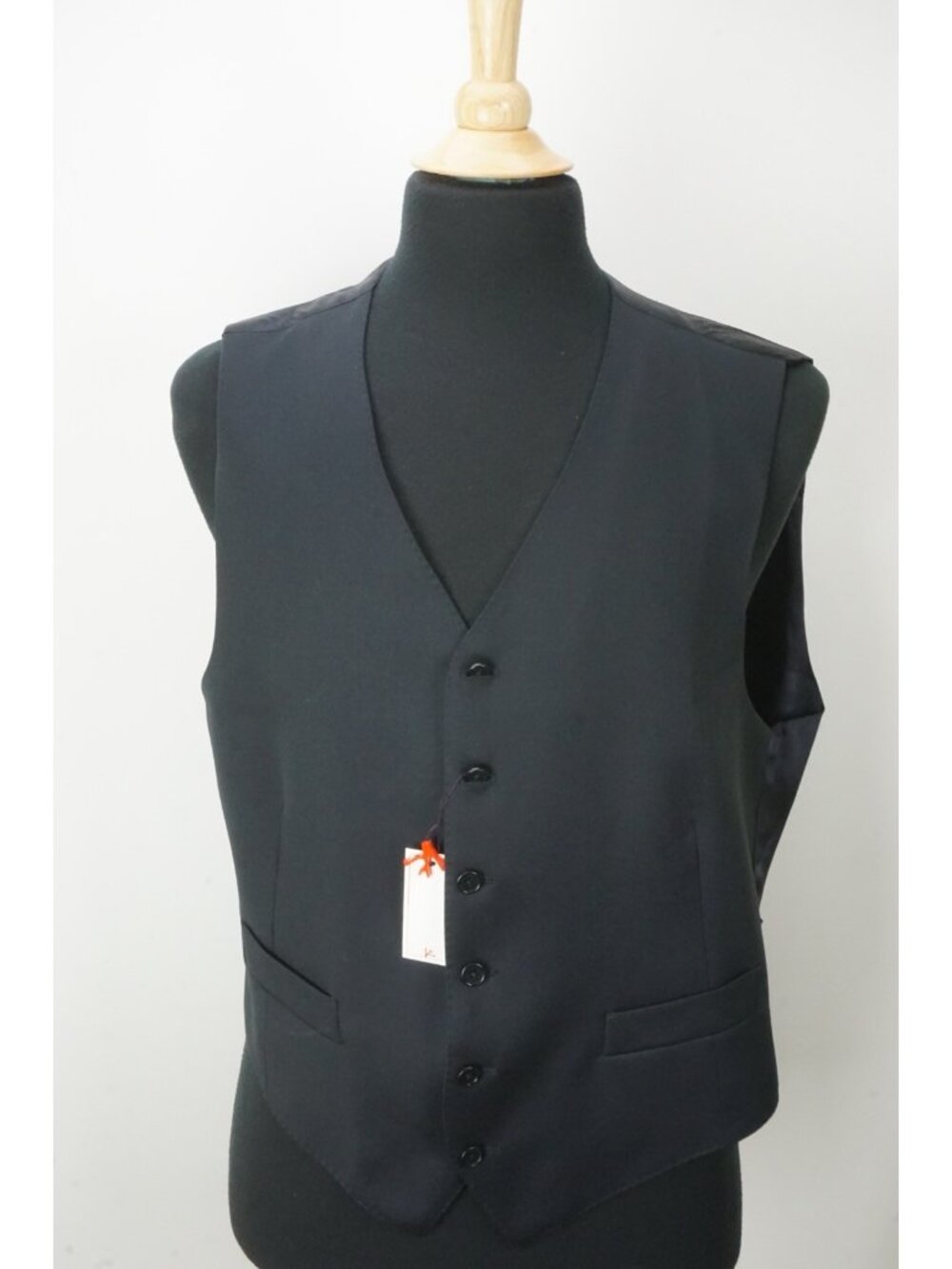 Isaia Solid Dark Blue Wool Mens Vest Gilet Vest Sz 56S EU 46 US BRAND NEW